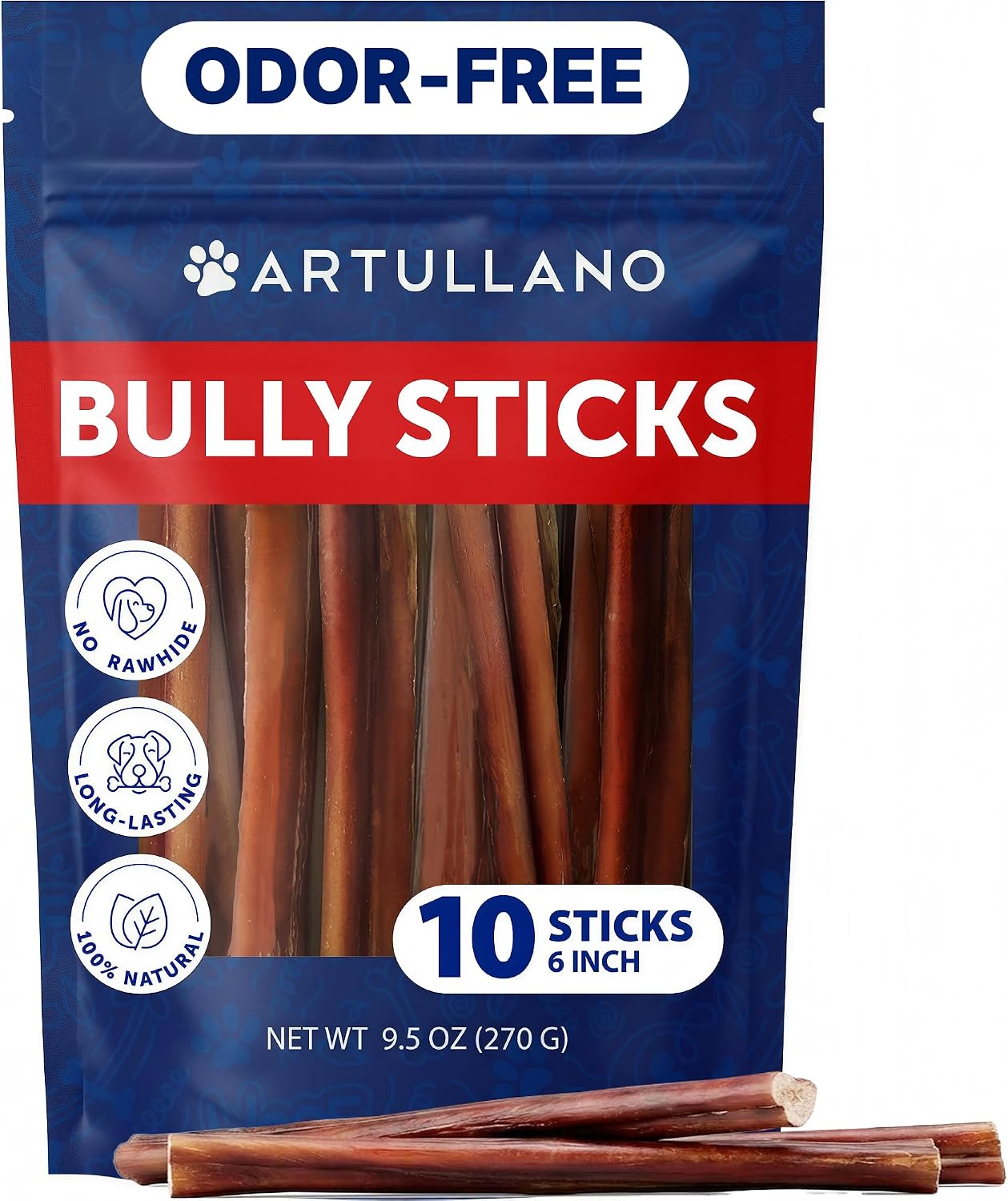 Artullano Bully Sticks for Canine - Tasty Dog Treats - All Breeds & All Dog Sizes - Natural Chewable Treats