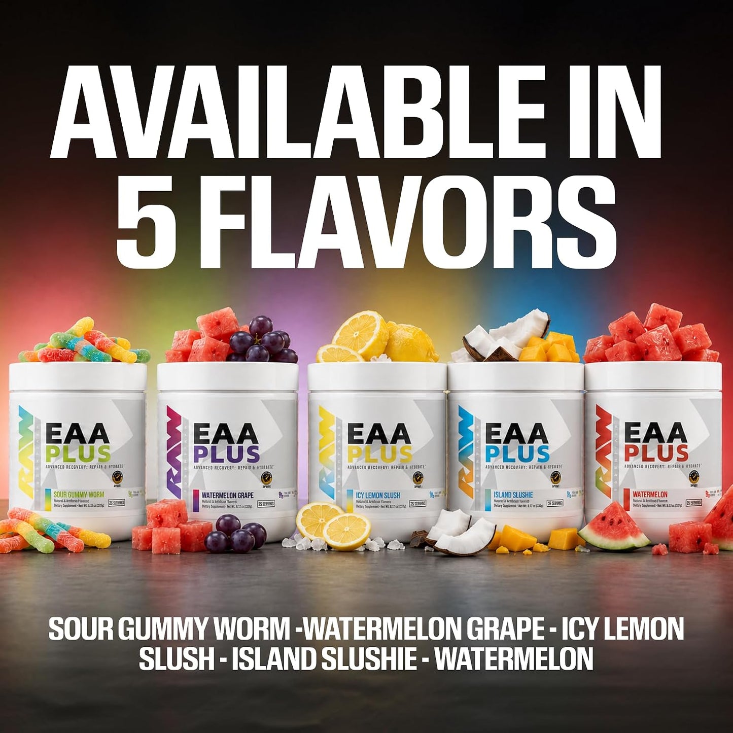 RAW EAA Plus, Amino Acids Powder, Watermelon Grape (30 Servings) - Pre Workout Amino Energy Powder for Advanced Endurance, Recovery & Lean Muscle Growth - BCAA Amino Acids Supplement for Men & Women