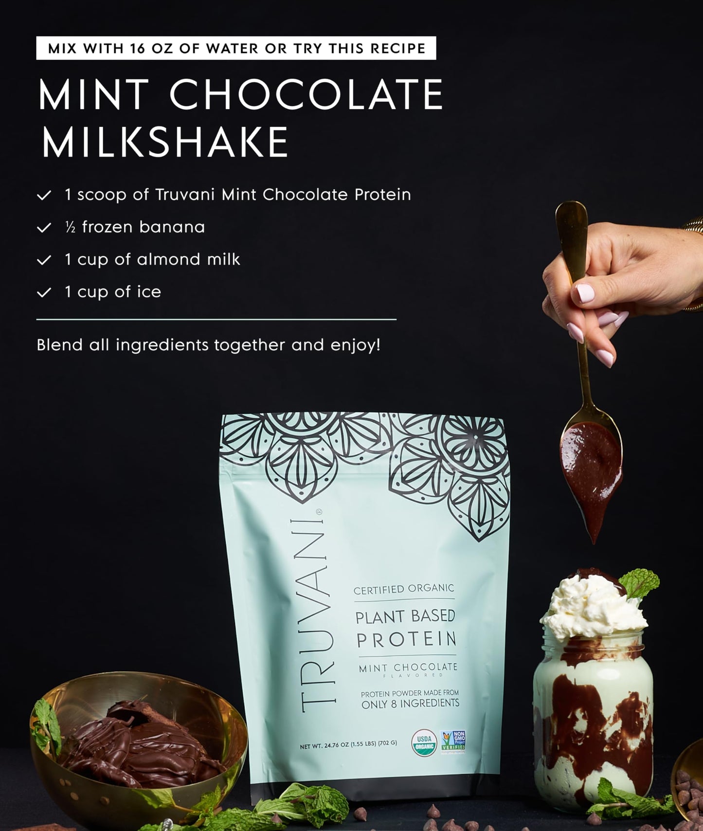 Truvani Organic Plant Based Protein Powder | Strawberry | 10 Servings | Vegan | 20g Pea Protein | Single Serving Travel Packets | Keto | Gluten & Dairy Free | Low Carb