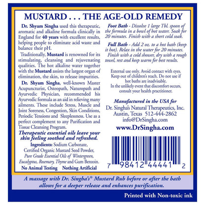 Dr. Singha's Mustard Bath Soak – Aromatherapy Bath Salts with Mustard Seed & Essential Oils for Muscle Relaxation, Stress Relief & Soothing – Epsom Salt Alternative, 16 oz