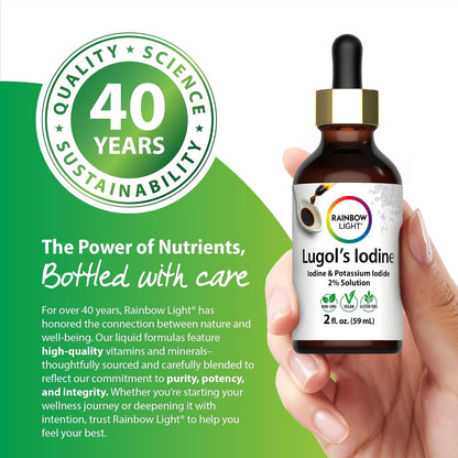 Rainbow Light Lugol's 2 Percent Iodine Solution | 2 fl oz | Iodine & Potassium Iodide 2% | Liquid Drops