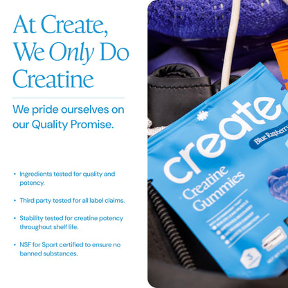 Create Creatine Gummies – Single-Serve Packs – 30ct – Variety Pack | NSF Certified for Sport – Made with Creatine Monohydrate, Vegan & Gluten-Free, Anti-Melting Formula, 3 Gummies per Pack