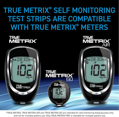 TRUE METRIX Self Monitoring Blood Glucose Test Strips (HNO), 1200 Count | Compatible with TRUE METRIX Family of Self Monitoring Blood Glucose Meters, Health Network Only (24, 50-Count Boxes)