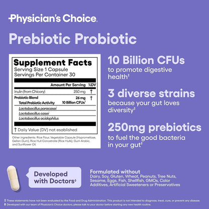 Physician's CHOICE Prebiotic-Probiotic + Digestive Multi-enzymes 60CT - Digestive Health Bundle