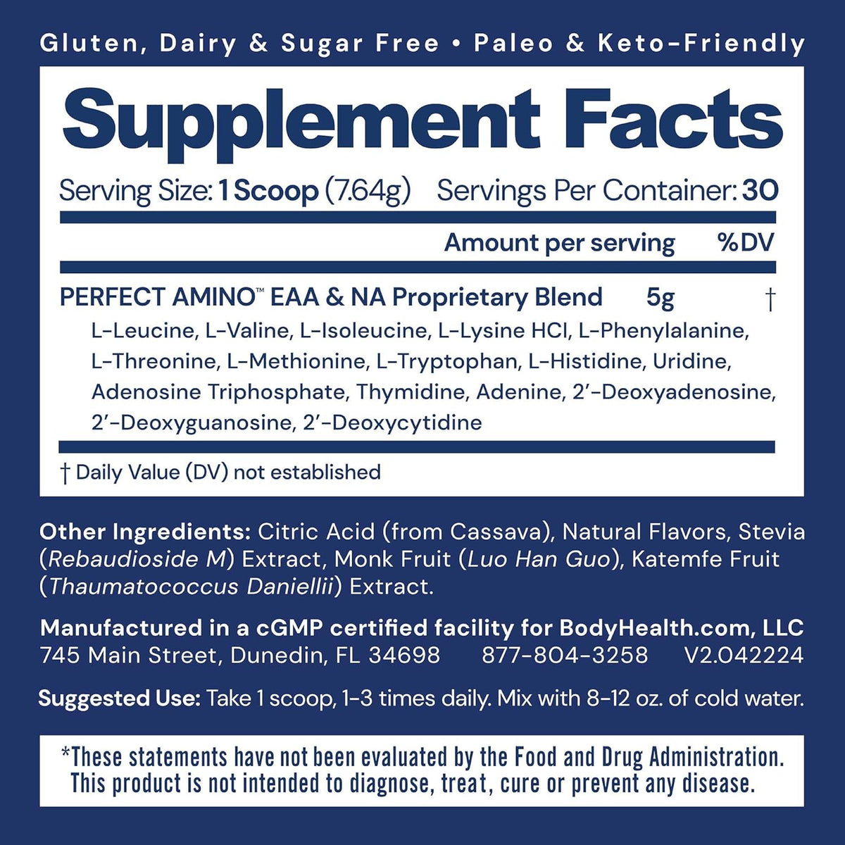 BodyHealth PerfectAmino Powder - BCAA and EAA Powder for Pre and Post Workout - Amino Acid Energy Drink for Men and Women to Support Lean Muscle and Recovery - Lemon Lime - 30 Servings