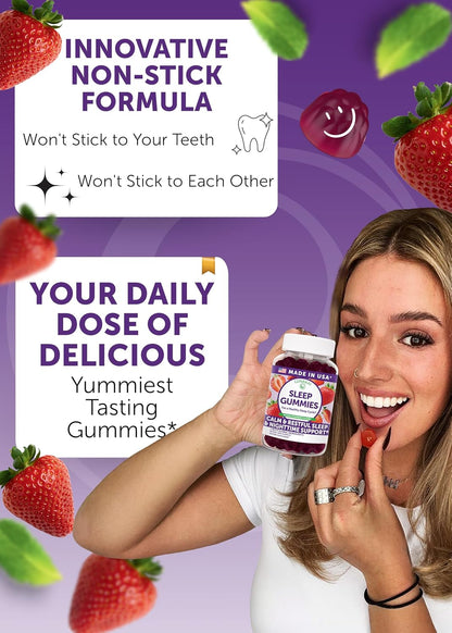 Lunakai Sleep Gummies for Adults with Melatonin 10mg & L-Theanine, 60 ct | USA Made, Non-Habit Forming, 5-in-1 Daily Sleep Aid Formula with Chamomile, Lemon Balm & Lavender, Melatonin Gummies, Non-GMO