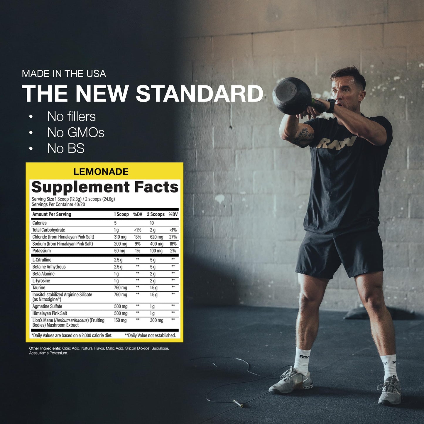 RAW Pump Stim Free Pre Workout (Watermelon) - Non-Stimulant Pre Workout Supplement Powder Nitric Oxide Booster - Pre Workout Supplements Drink for During Workout - 40 Servings
