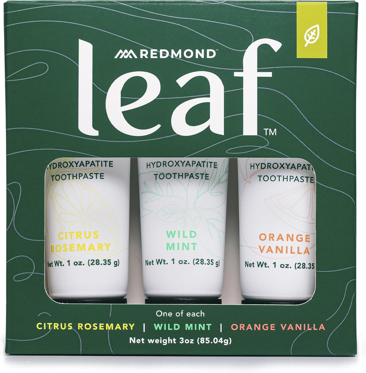 REDMOND Leaf Micro Hydroxyapatite Toothpaste Tube (Variety Pack)