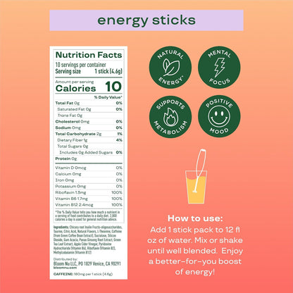 Bloom Energy Sticks Peach Mango and Hydration Sticks Rocket Blast Bundle