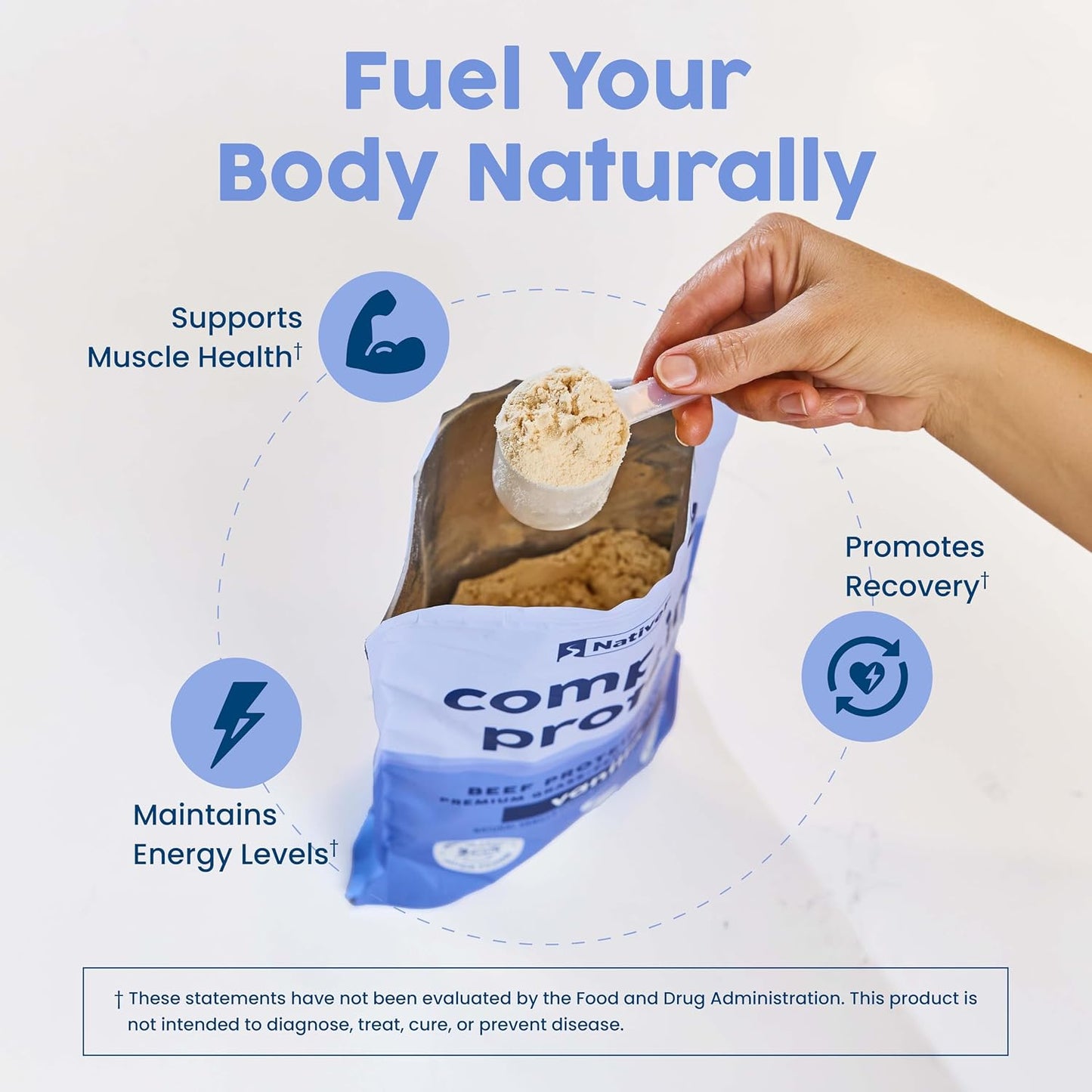 NativePath Complete Protein, 20g Grass-Fed Beef, Vanilla, 30 Servings | Dairy-Free, Whey-Free Isolate, Essential Aminos Plus MCTs, Lactose-Free & Easy To Digest, Keto, No Sugar