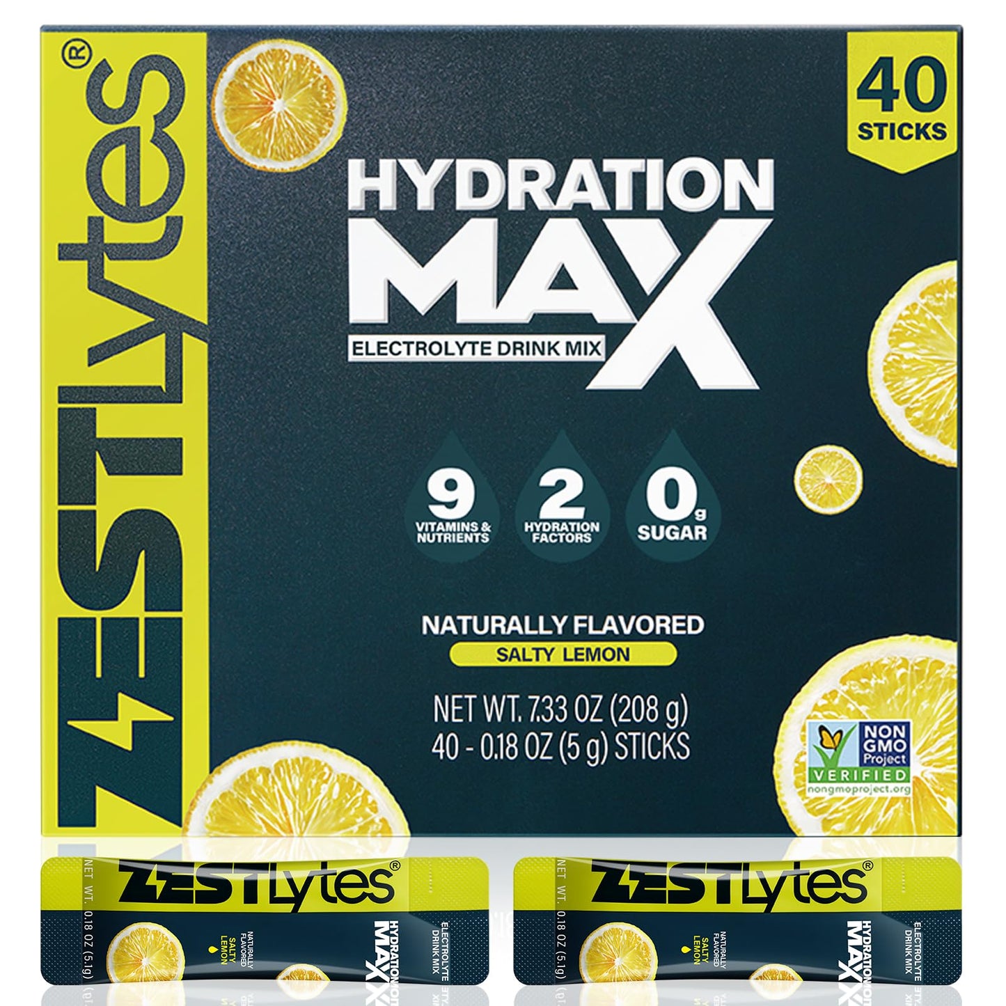 40 Sticks Salty Fruit Sugar Free Electrolyte Hydration Packets High Sodium | Low Calorie Electrolyte Powder Drink Mix, Liquid Daily IV Flavors Salty Watermelon Raspberry Lemon Orange