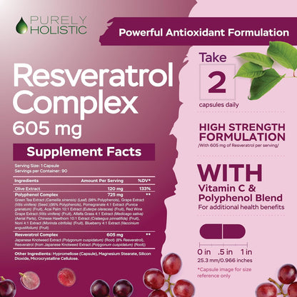 Resveratrol Supplement 1450mg, Extra Strength Trans Resveratrol Complex | Potent Antioxidant Support for Healthy Aging & Cellular Health with Polyphenol Blend, Vegan, 180 Capsules (3 Month Supply)