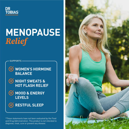 Dr. Tobias Menopause Relief 60 Capsules | Menopause Supplements for Women | Menopause Wellness Support | Black Cohosh + Soy Isoflavones | Hot Flashes, Mood & Nighttime Comfort | 30 Servings