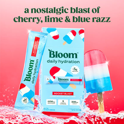 Bloom Nutrition Hydration Electrolyte Sticks, Strawberry Lemonade, 5 Count | Electrolytes with Collagen, 5g Protein, Vitamins & Minerals, Sugar Free Drink Mix