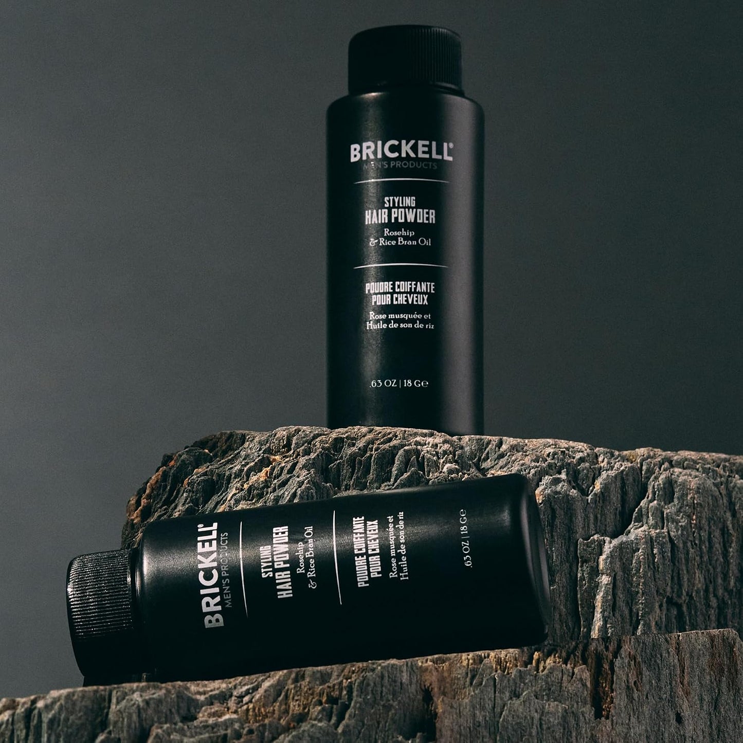 Brickell Men's Styling Hair Powder For Men, Creates Volume, Non-Greasy Texturizing Powder, With Rosehip, Rice Bran Oil, and Arrow Root Powder, 18g, Fragrance-Free