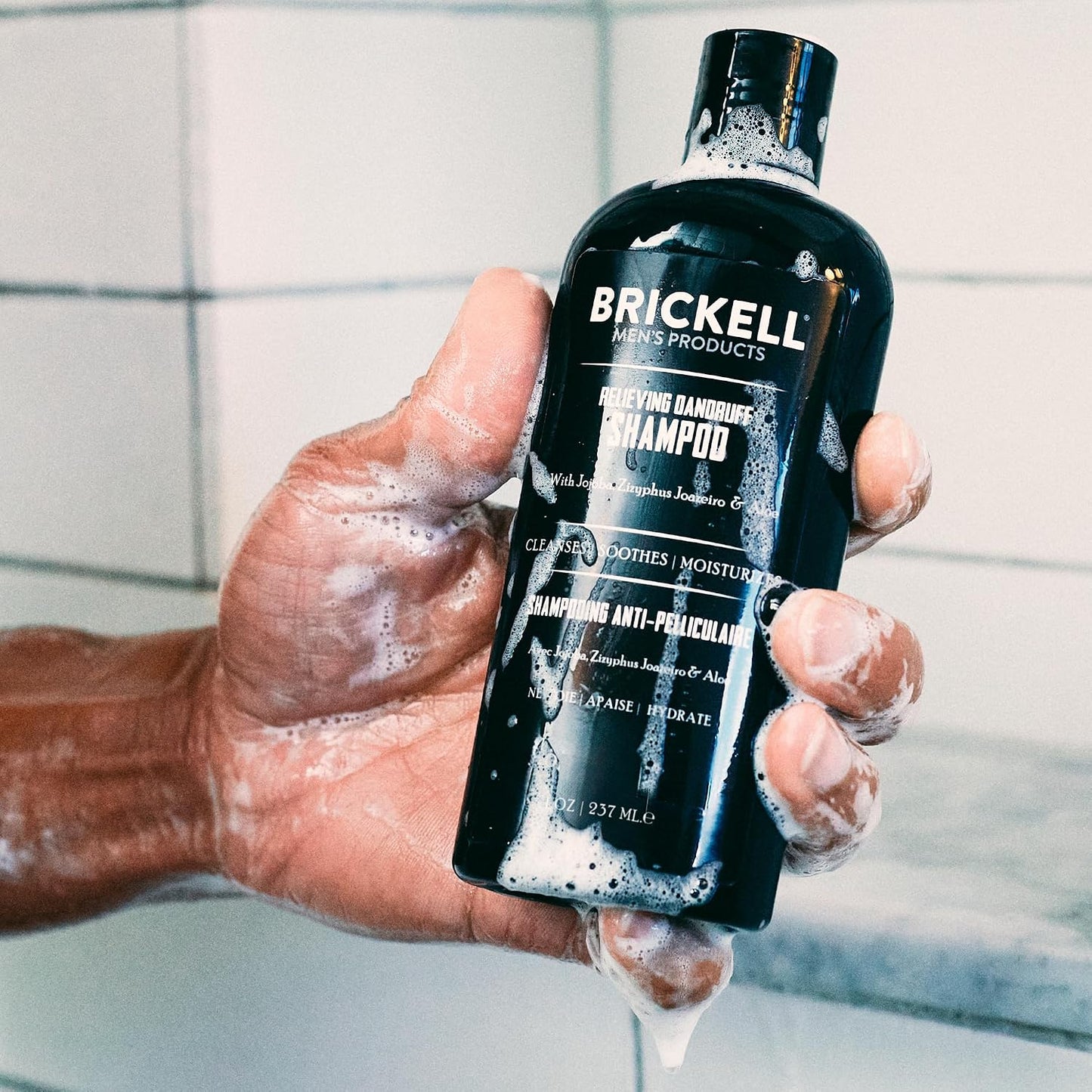 Brickell Men's Relieving Dandruff Shampoo For Men, Soothes and Eliminates Dandruff With Salicylic Acid, Ziziphus Joazeiro, and Aloe, 8oz, Scented
