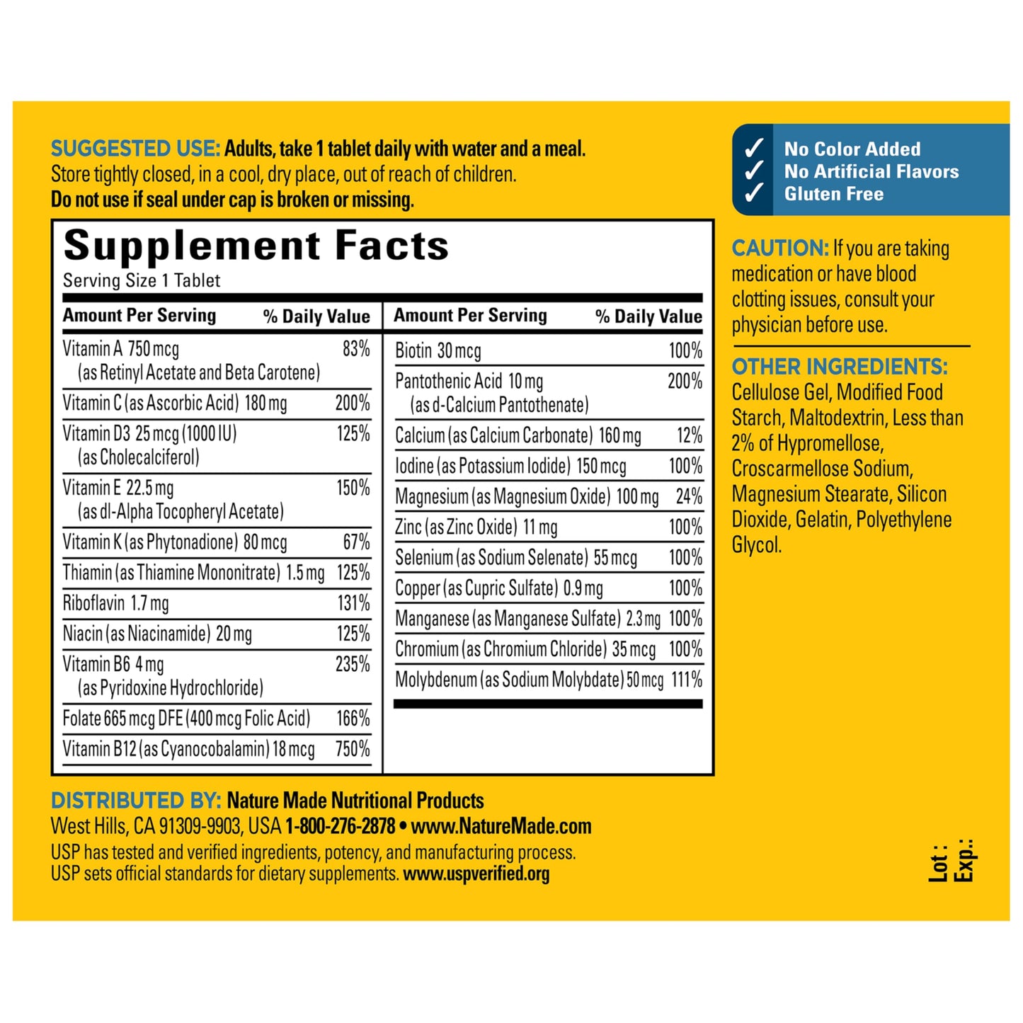 Nature Made Multivitamin for Him, Mens Multivitamins with No Iron, Daily Nutritional Support, Nature Made Multi Mens Vitamins & Minerals, 300 Tablets, 300 Day Supply
