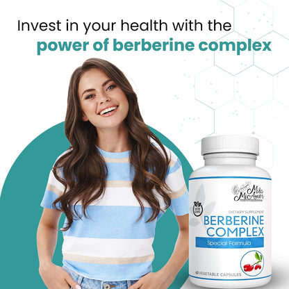 Berberine Complex HCL 500mg - Special Berberine Supplement with Melon Fruit & Banaba Leaf - Non-GMO, Made in USA - Heart, Cognitive & Gastrointestinal Health - 60 Capsules