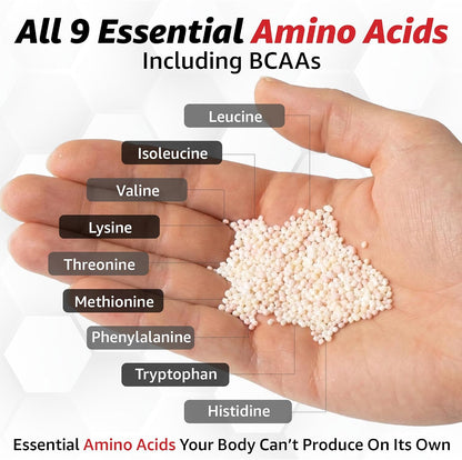 10X Health Amino Acids Supplement - 90 Sachets | Eaa Supplement: Time-Release Microbead Technology, 7-Hour Delivery, 90 Sachets