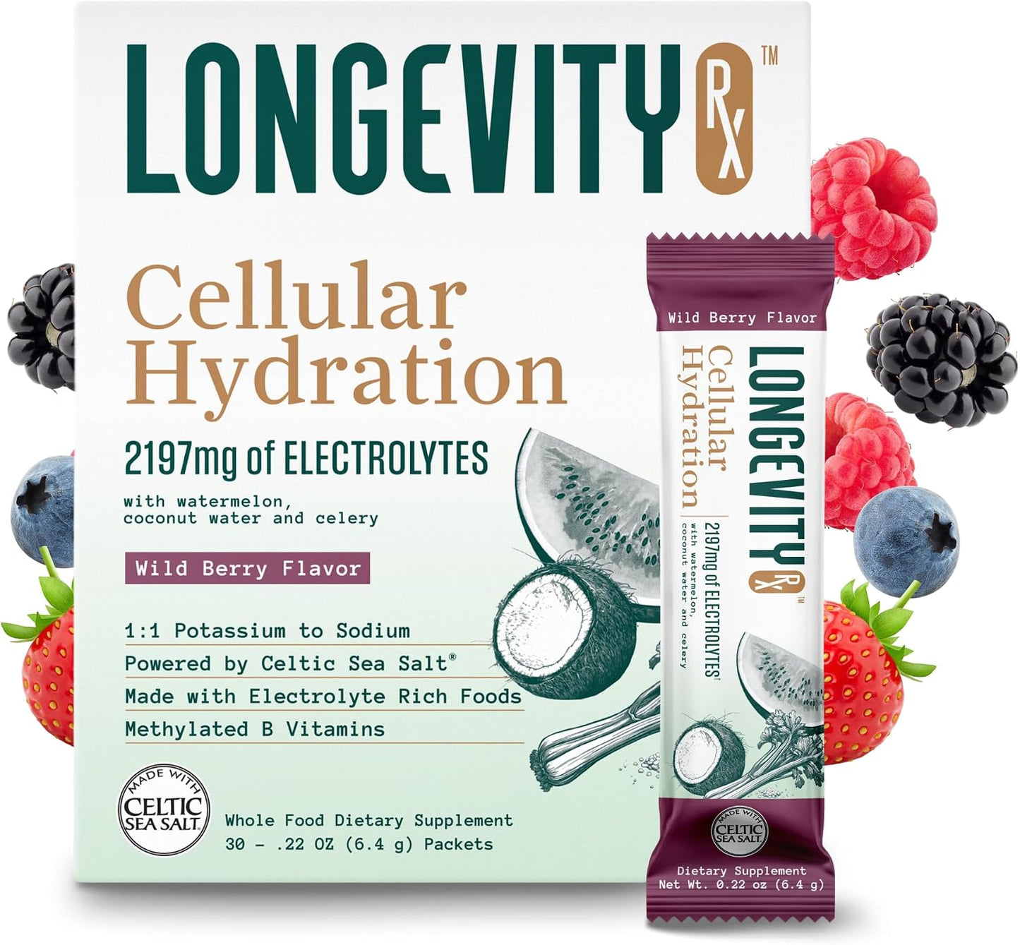 Cellular Hydration Electrolyte Powder – Pink Celtic Cave Salt from Spain, 410mg Choline, 1:1 Sodium-Potassium Ratio, Superfood Hydration Blend for Energy, Focus & Performance, 30 Servings