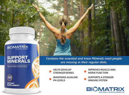 BioMatrix Chelated Mineral Supplement, Iron-Free, Calcium, Magnesium, Zinc | Albion Forms, Vitamin D3, Copper & Iodine, Bone Strength & Immune Aid, Krebs Cycle Energy, Veggie Caps, 30-Day Supply