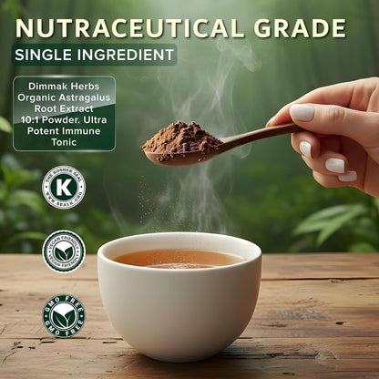 Organic Astragalus Root Extract 10:1 Powder (Ultra Potent Immune Tonic)- TCM Doctor Sourced Huang Qi for Vitality, Telomere Support & Jing- No Cooking Needed, Instant Tea (4oz)