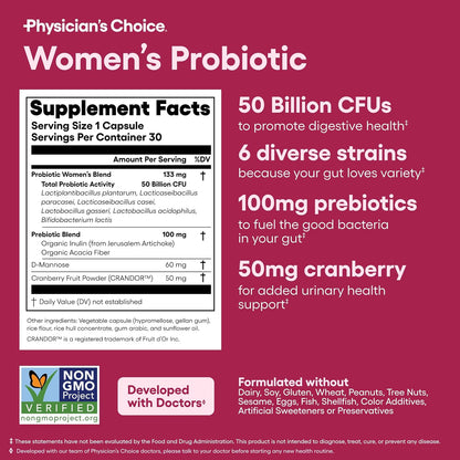 Physician's CHOICE Women's Probiotic 30 Count + Easy Mix Fiber Bundle