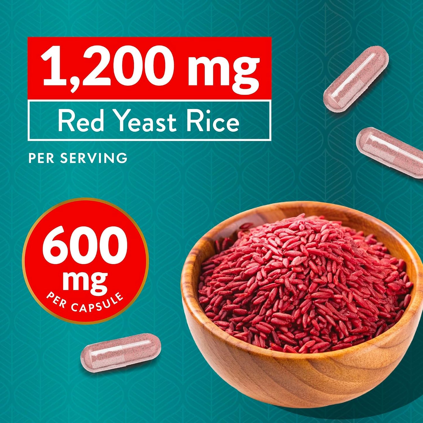 Red Yeast Rice with CoQ10 Supplement, Cholesterol & Heart Health Support | Extra Strength Red Yeast Rice 1200 MG (600 MG Per Capsule), Citrinin-Free, Doctor-Formulated, Non-GMO, Vegan, 120 Capsules