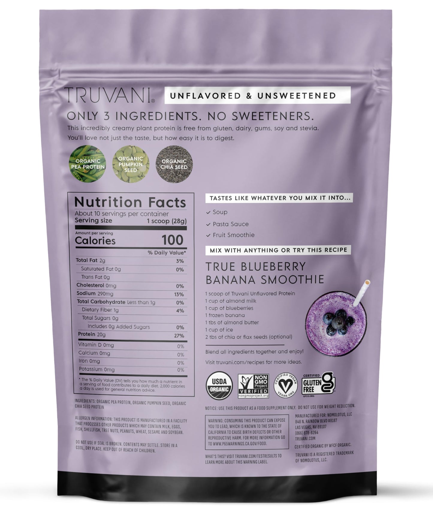 Truvani Organic Plant Based Protein Powder | Vanilla Chai | 10 Servings | Vegan | 20g Pea Protein | Keto | Gluten & Dairy Free | Low Carb | No Added Sugar
