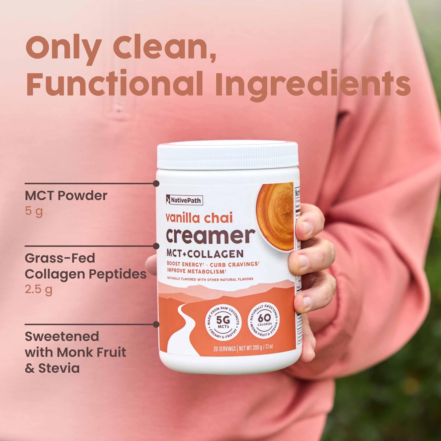 NativePath Keto Creamer, French Vanilla, Collagen & MCT, 20 Servings | Sugar-Free, Monk Fruit Sweetened, Non-Dairy & Creamy, Supports Skin, Hair & Nails, Low-Carb Friendly