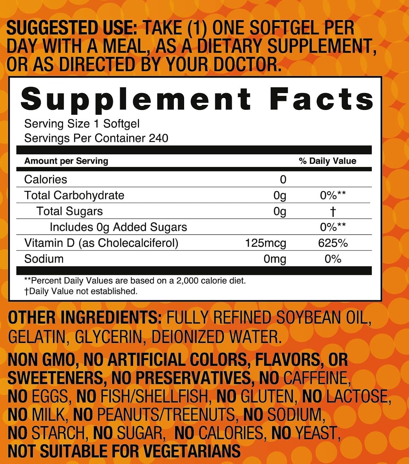 Basic Brands Super Happy Sunshine Vitamin D3 5000 IU | 240 Softgels