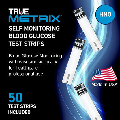 TRUE METRIX Self Monitoring Blood Glucose Test Strips (HNO), 50 Count | Blood Glucose Test Strips Compatible with TRUE METRIX Family of Self Monitoring Blood Glucose Meters, Health Network Only