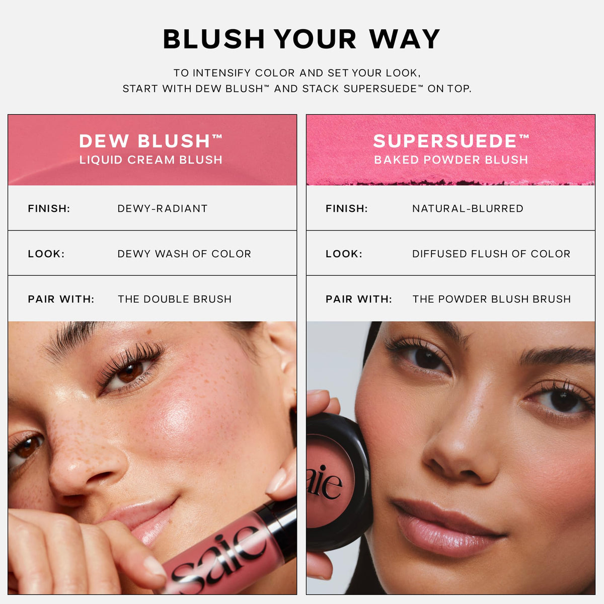 Saie Blush & Brush Duo - SuperSuede Baked Blush in Bella (.01 oz) & Powder Blush Brush - Talc-Free, Moisturizing Blush with Vegan, Fluffy Brush for Seamless Application SaieBuy Supplements Australia
