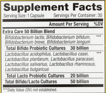 Renew Life Extra Care Digestive Probiotic 50 Billion CFU | 90 Vegetarian Capsules | Supports Digestive, Immune & Respiratory Health | Dairy, Soy and Gluten Free Supplement