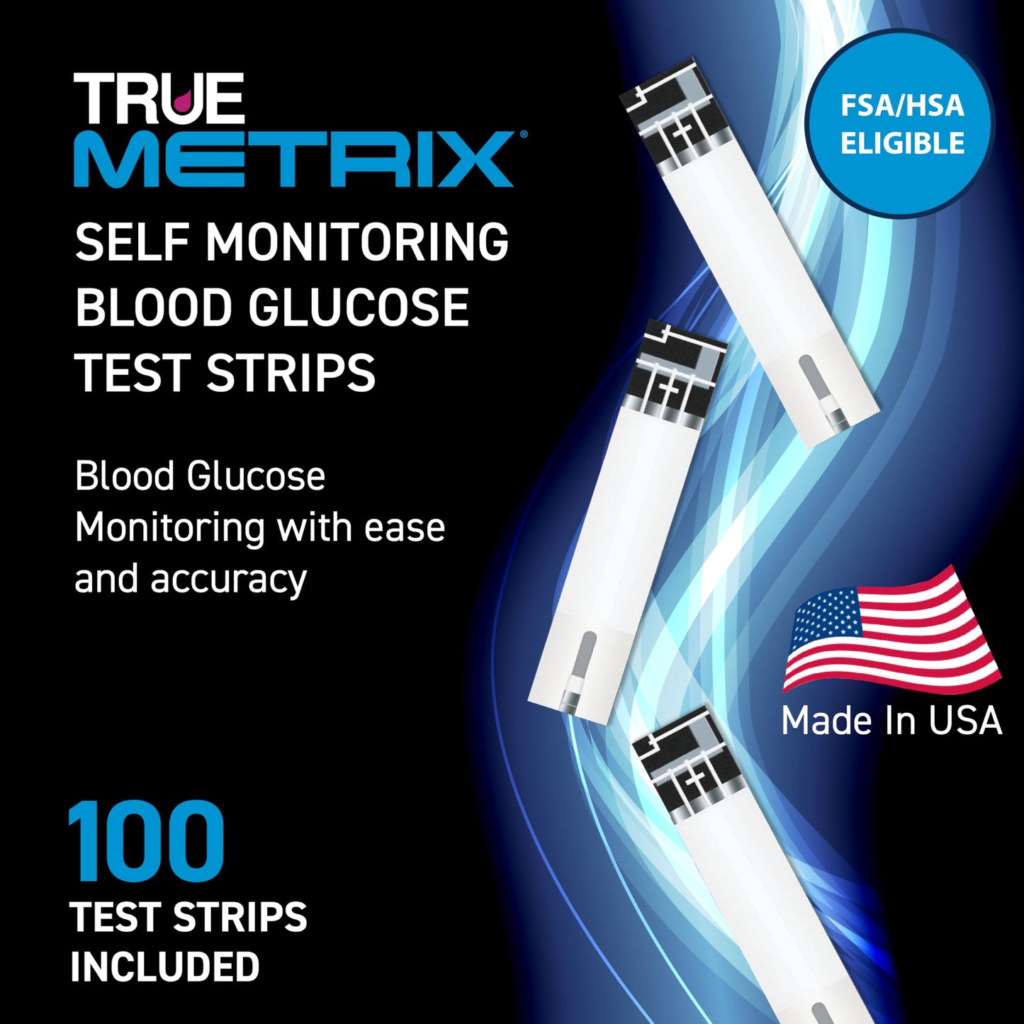 TRUE METRIX Glucose Test Strips 100 Count, TRUEplus 30G Lancets 100 Count | Blood Glucose Test Strips and Lancets, Compatible with TRUE METRIX Family of Self Monitoring Blood Glucose Meters