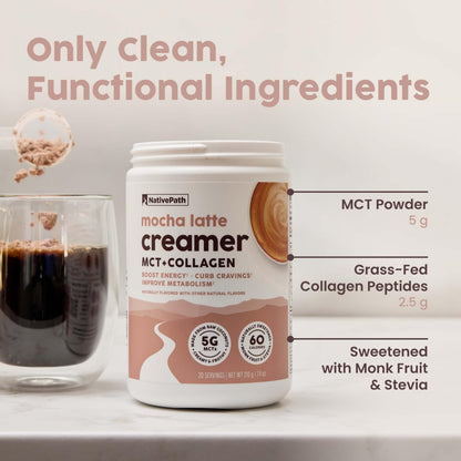 NativePath Keto Creamer, French Vanilla, Collagen & MCT, 20 Servings | Sugar-Free, Monk Fruit Sweetened, Non-Dairy & Creamy, Supports Skin, Hair & Nails, Low-Carb Friendly