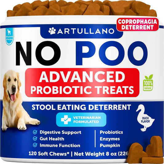 No Poo Chews for Dogs, Puppy - Coprophagia Stool Eating Deterrent - Prevent Dog from Eating Poop - Stop Eating Poop Treats with Probiotics & Enzymes - Immune, Digestive, Gut Health Support Supplement