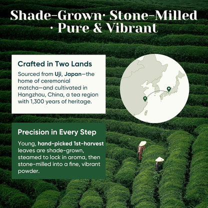 Ceremonial Grade Matcha Green Tea Powder, First Harvest, Shade Grown, 30g | 100% Pure Matcha Powder Ceremonial Grade, w/ No Additives, Unsweetened, Vegan, Gluten-Free, Smooth Flavor for Tea and Lattes