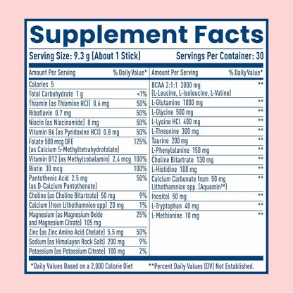 NativePath Hydrate Electrolyte Stick Packs, Mixed Berry, 30 Count | Single-Serve Sticks, 14 Vitamins & Minerals, 9 Aminos & 2000mg BCAAs, Zero Sugar, Hydration, Keto