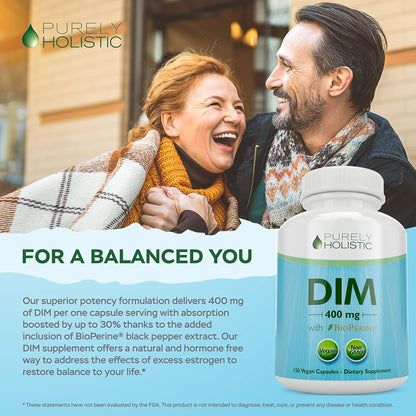 DIM Supplement 400MG, Extra Strength, Estrogen Balance, 5 Month Supply | Hormone Balance for Men & Women, Menopause Prostate & Energy Support, Diindolylmethane, Gluten-Free & Non-GMO, 150 Capsules