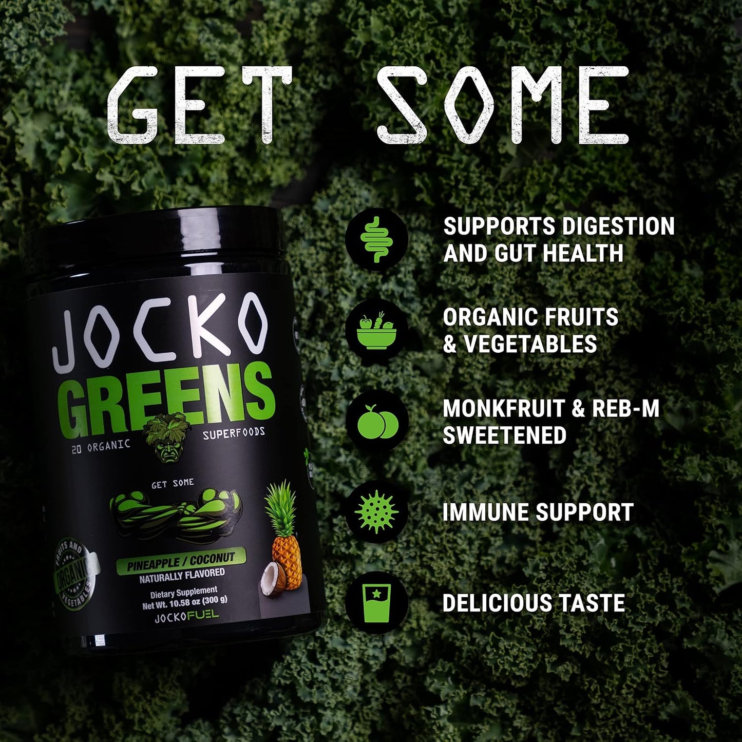 Jocko Fuel Greens Powder Bundle - Greens & Superfood Powder for Healthy Green Juice - Keto Friendly with Spirulina, Chlorella, Digestive Enzymes, & Probiotics - 60 Servings