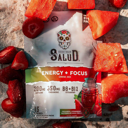 Salud 2-Pack | 2-in-1 Calm + Sleep (Punch) & Energy + Focus (Strawberry Watermelon) – 15 Servings Each, Drink Mix, Dairy & Soy Free, Non-GMO, Gluten Free, Vegan, Low Calorie, 1g of Sugar