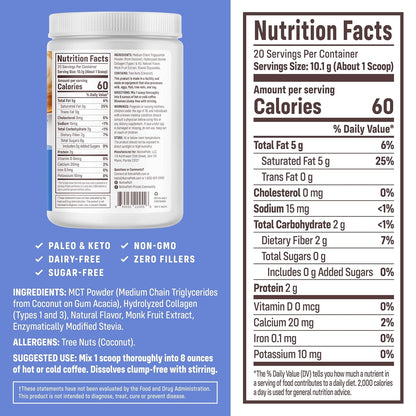NativePath Keto Creamer, French Vanilla, Collagen & MCT, 20 Servings | Sugar-Free, Monk Fruit Sweetened, Non-Dairy & Creamy, Supports Skin, Hair & Nails, Low-Carb Friendly