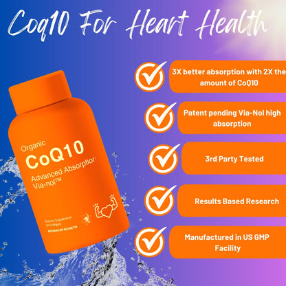 Advanced Bionetix Advanced Absorption 200mg CoQ10 w/Black Pepper Extract. 90 Softgels. Antioxidant Supplement, Heart & Vascular Health, Brain Health, Organic, Gluten Free, Energy Production - PrimeBioHealth - canada supplements