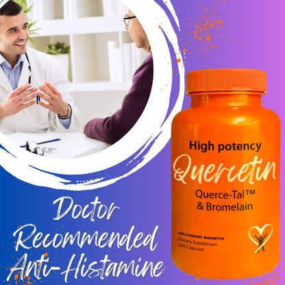 Advanced Bionetix Querce-Tal™ Quercetin + Bromelain 120 Veg Capsules | High Potency Enhanced Absorption Bioavailability. Supports Anti-Oxidant, Flare up Events, Heart Immune Health, Packaging May Vary - PrimeBioHealth - canada supplements