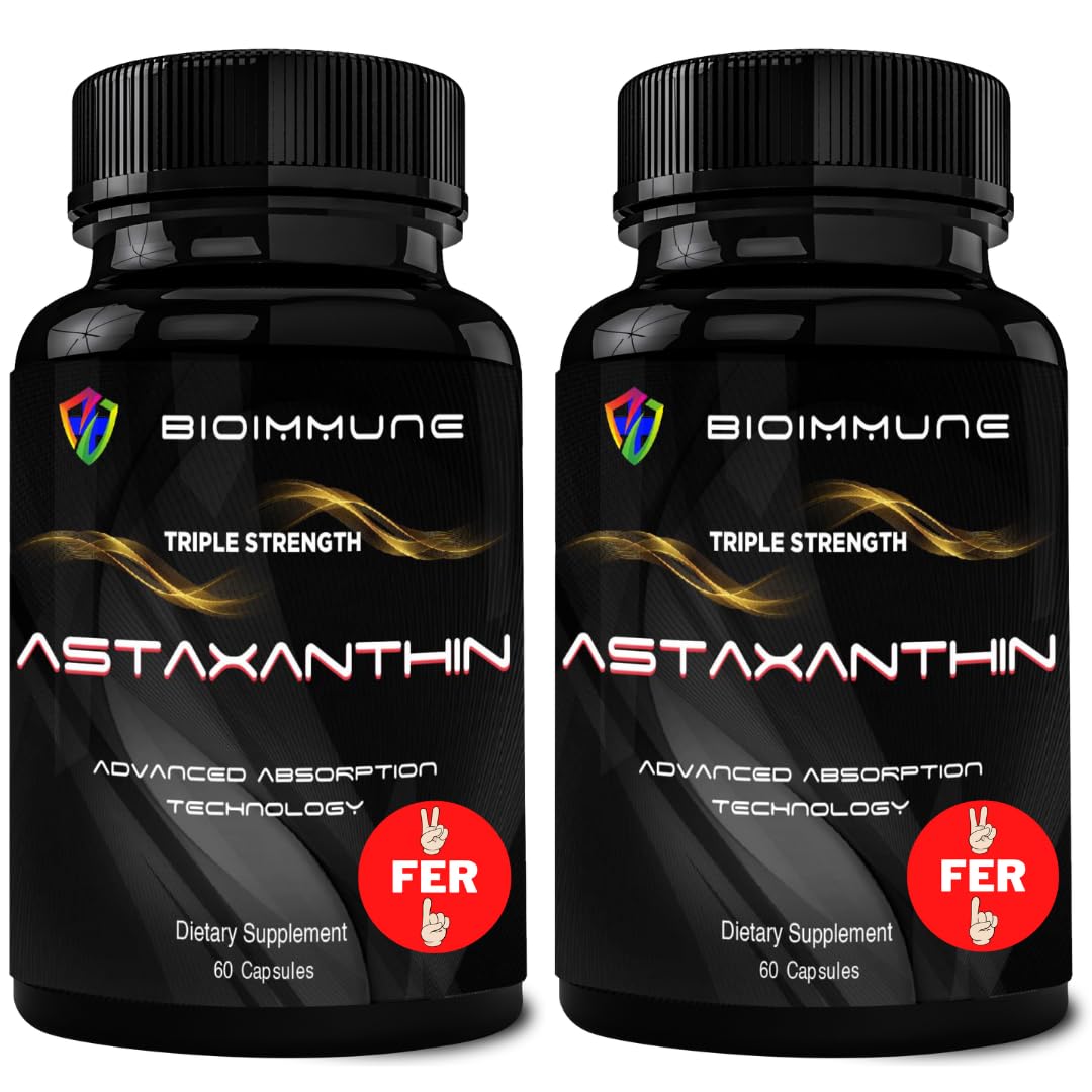 BioImmune 2 Pack Triple Strength AstaQuil™ Astaxanthin 12mg Enhanced Absorption, 120 Softgels w/Organic Coconut Oil. Powerful Antioxidant for Eye, Joint & Heart Health - PrimeBioHealth - canada supplements