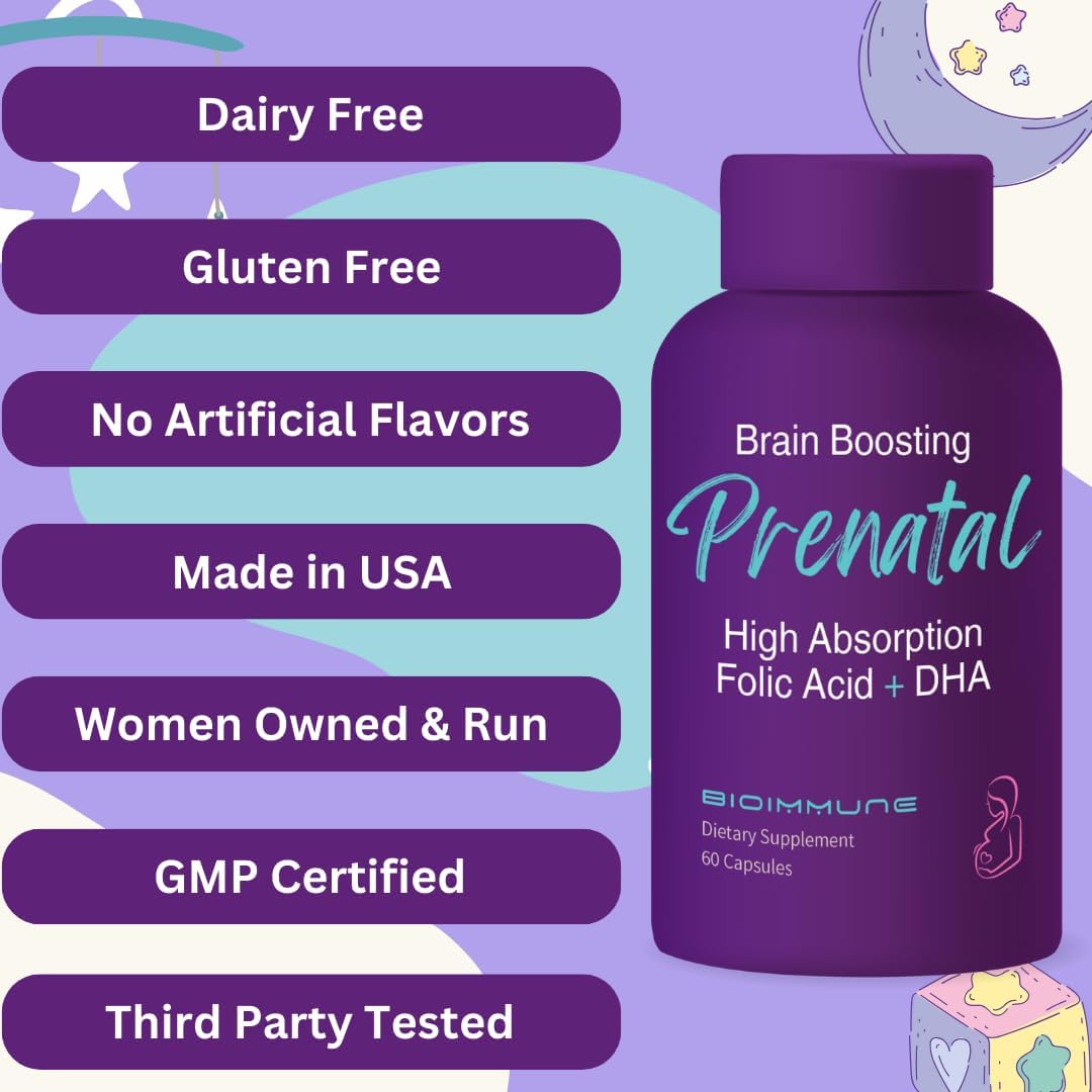 BioImmune Ultra Strength Bio-Available Prenatal Vitamins for Women, Naturally Occurring Methylated Folate Folic Acid, DHA Omega 3. Supports Brain Development, Healthy Fetal Development - PrimeBioHealth - canada supplements