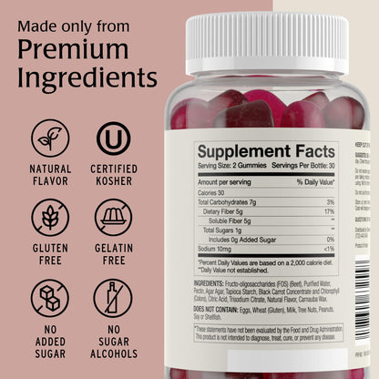 Blessments - Prebiotic Fiber Gummies for Adults & Kids with No Added Sugar- 5g (60 Count-2 Pack) High Fiber Supplement Gummies - Vegan - Keto Friendly - PrimeBioHealth - canada supplements