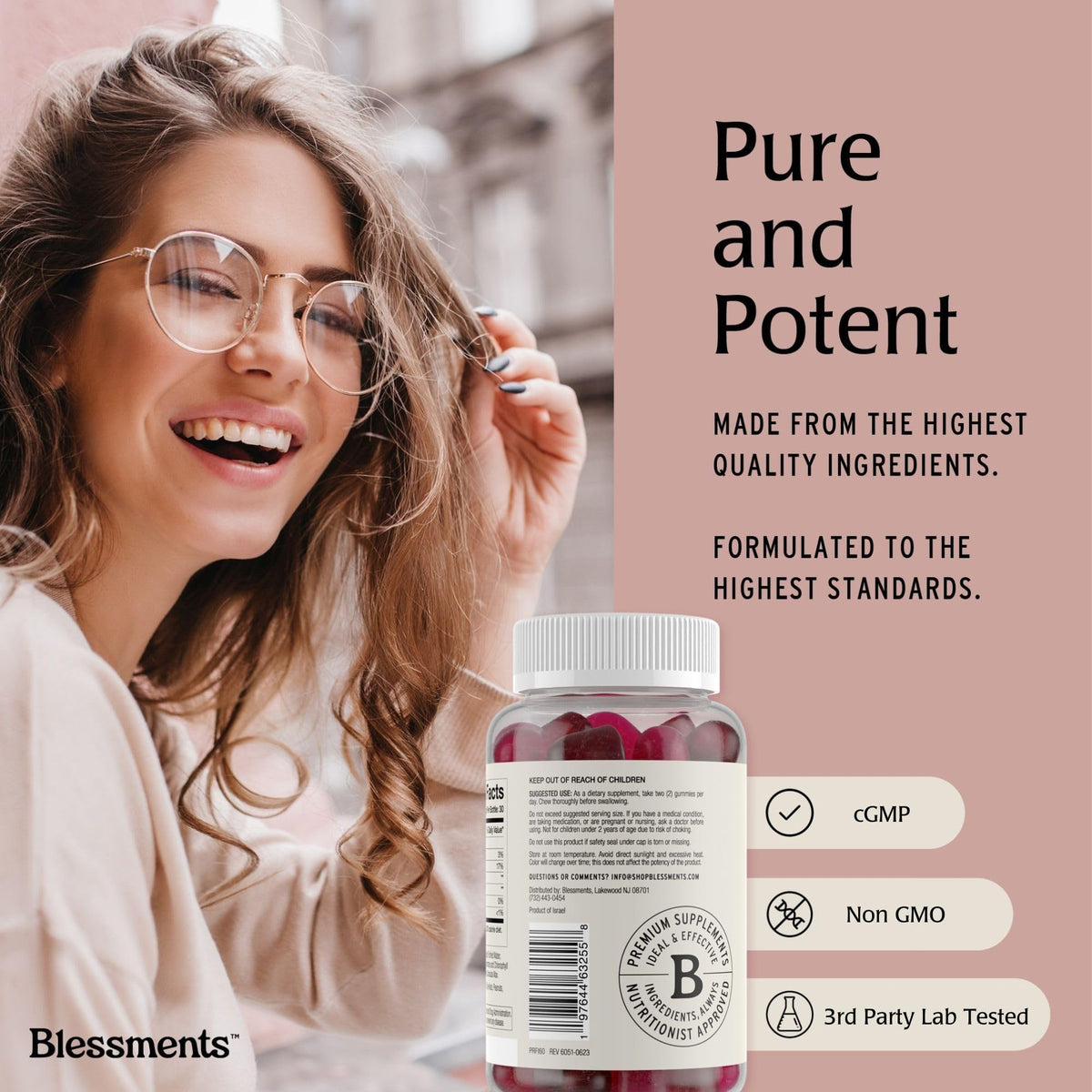 Blessments - Prebiotic Fiber Gummies for Adults & Kids with No Added Sugar- 5g (60 Count-2 Pack) High Fiber Supplement Gummies - Vegan - Keto Friendly - PrimeBioHealth - canada supplements