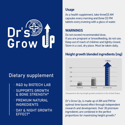 BONE SCIENCE Dr’s Grow UP AM & PM Bone and Growth for Kids and Teens, Day and Night System, Daily Formula with Highly Absorbable Essential Minerals, Vitamin D3 and K2 (MK-7) - PrimeBioHealth - canada supplements